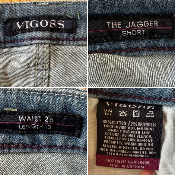 Vigoss The Jagger Distressed Jean Shorts Size 26 XS Cut Off Raw Hem Denim Short - Picture 4 of 10